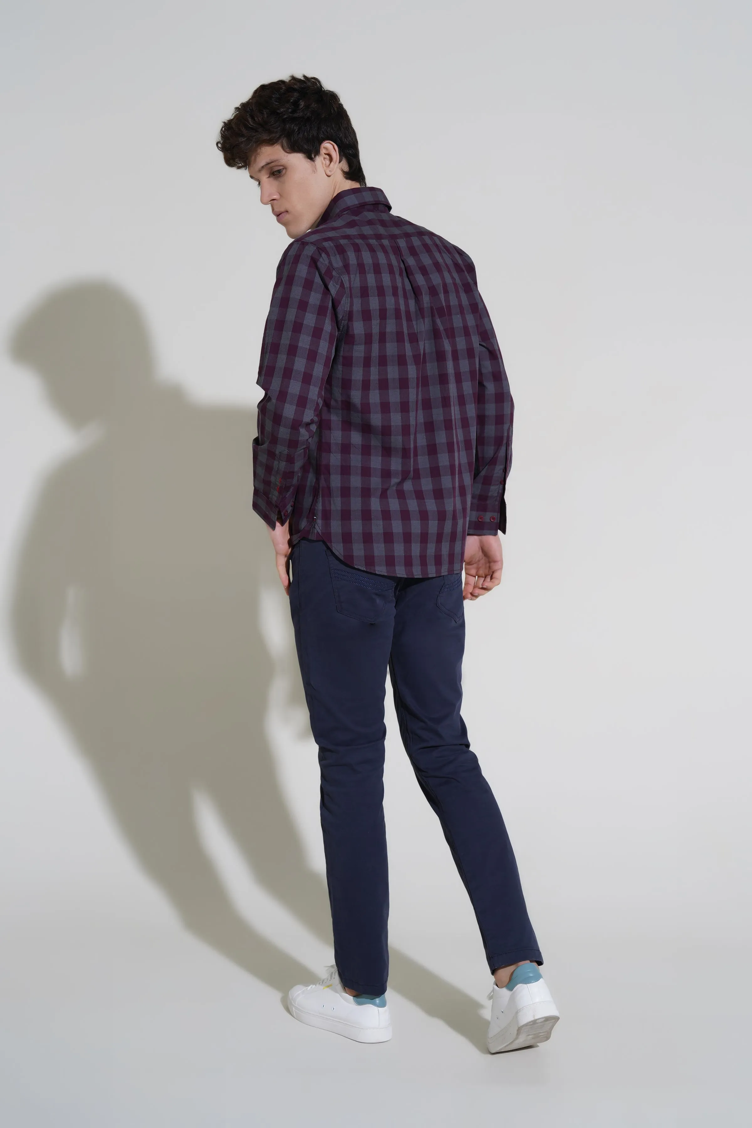 Maroon Small Check Shirt