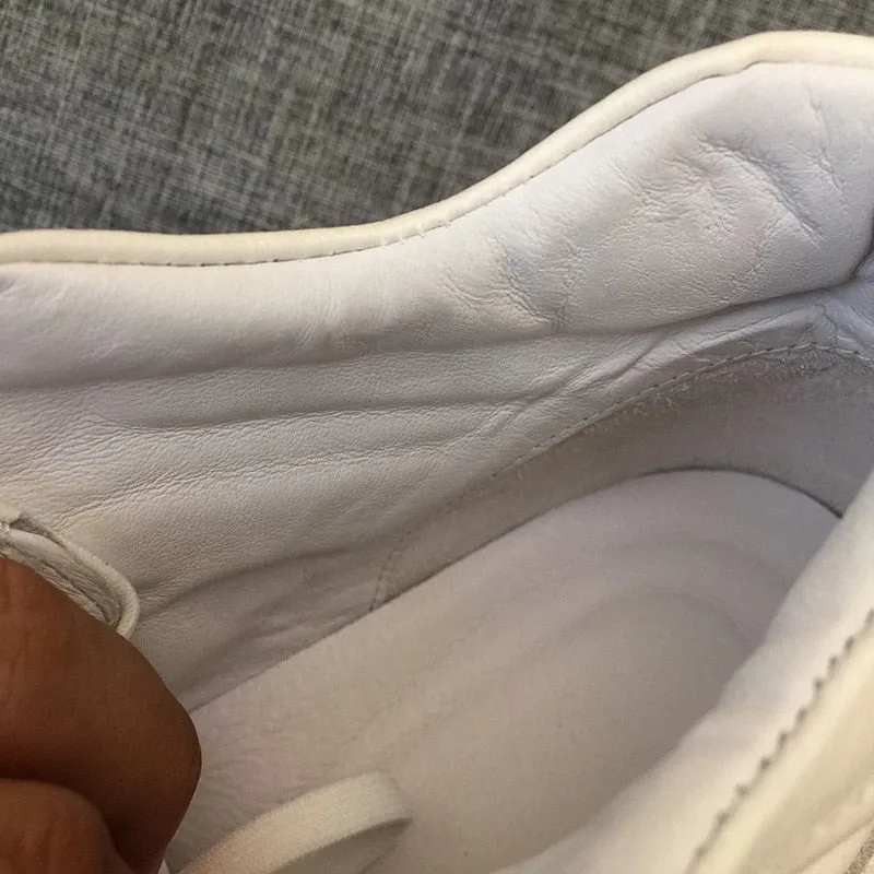 Men Round Toe Genuine Leather Platform White Shoes