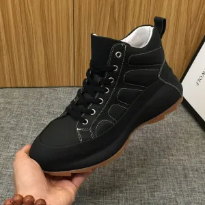 Men Round Toe Genuine Leather Platform White Shoes