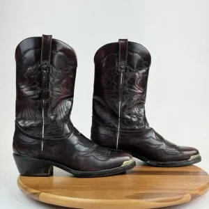 Mens Durango Mahogany Brown Leather Pointed Toe Tips Cowboy Western Boots Size 9