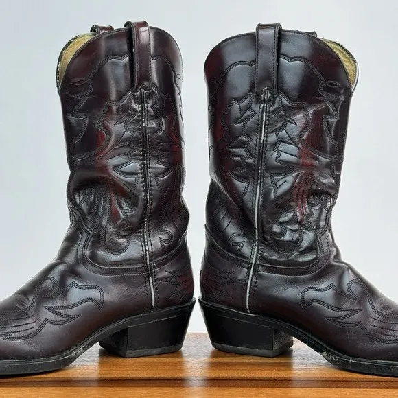 Mens Durango Mahogany Brown Leather Pointed Toe Tips Cowboy Western Boots Size 9