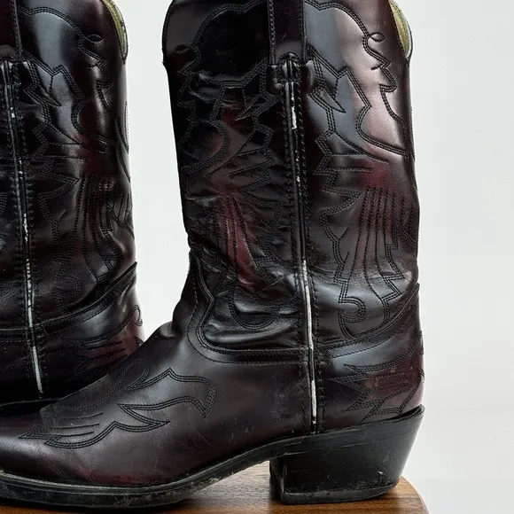 Mens Durango Mahogany Brown Leather Pointed Toe Tips Cowboy Western Boots Size 9