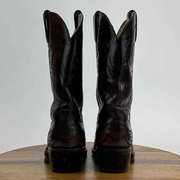 Mens Durango Mahogany Brown Leather Pointed Toe Tips Cowboy Western Boots Size 9