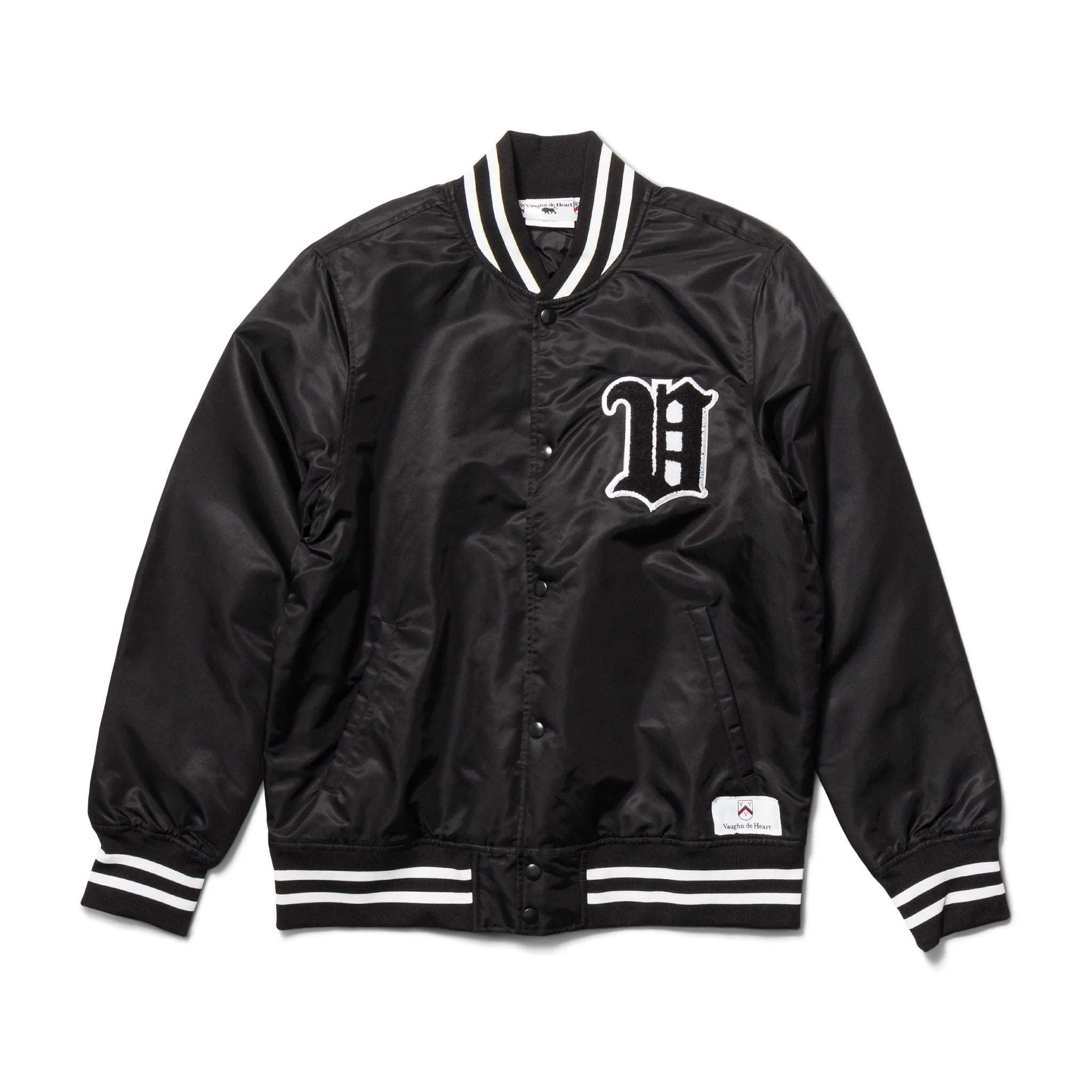 Men's - House of V - Black Varsity Chenille Patch Nylon Varsity Jacket
