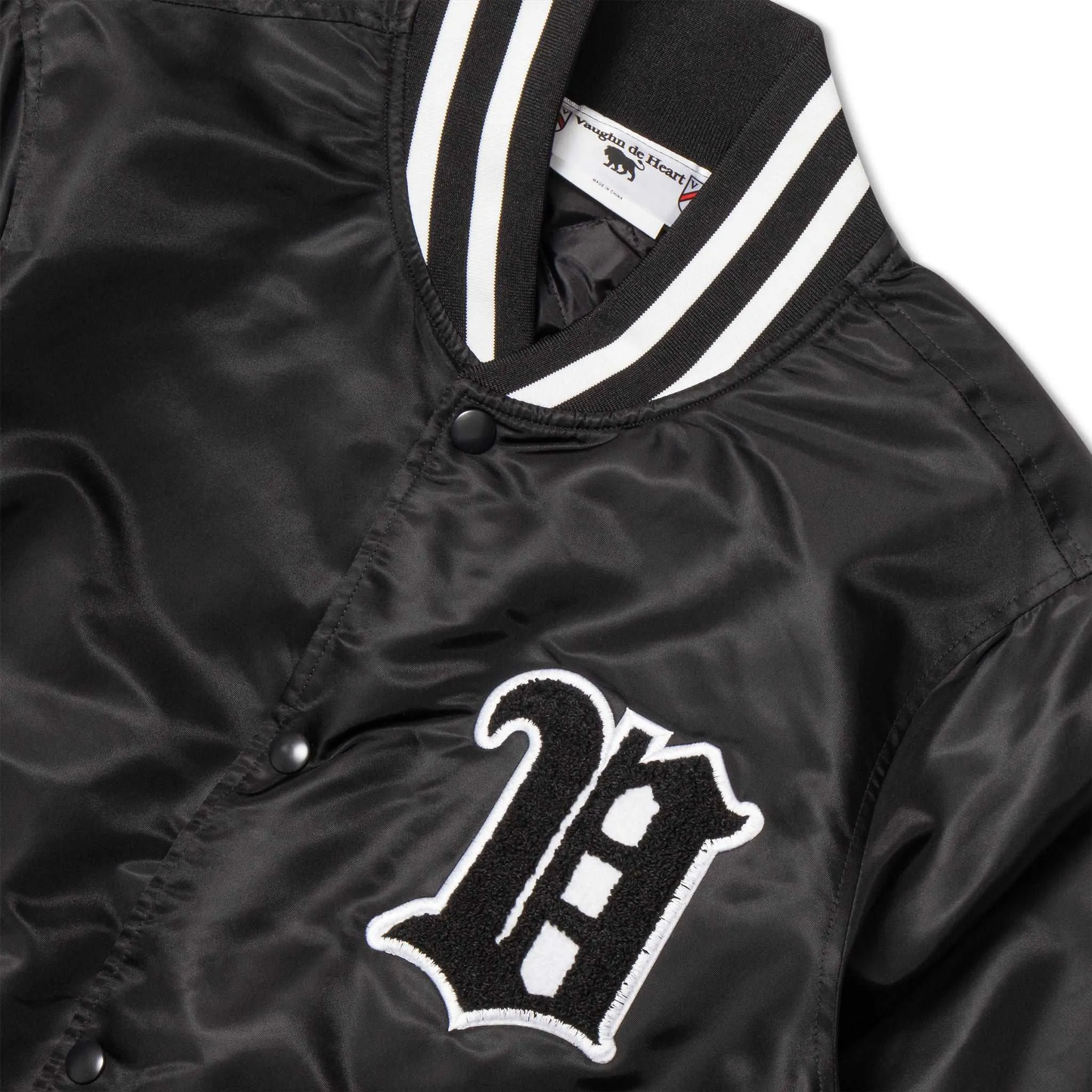 Men's - House of V - Black Varsity Chenille Patch Nylon Varsity Jacket