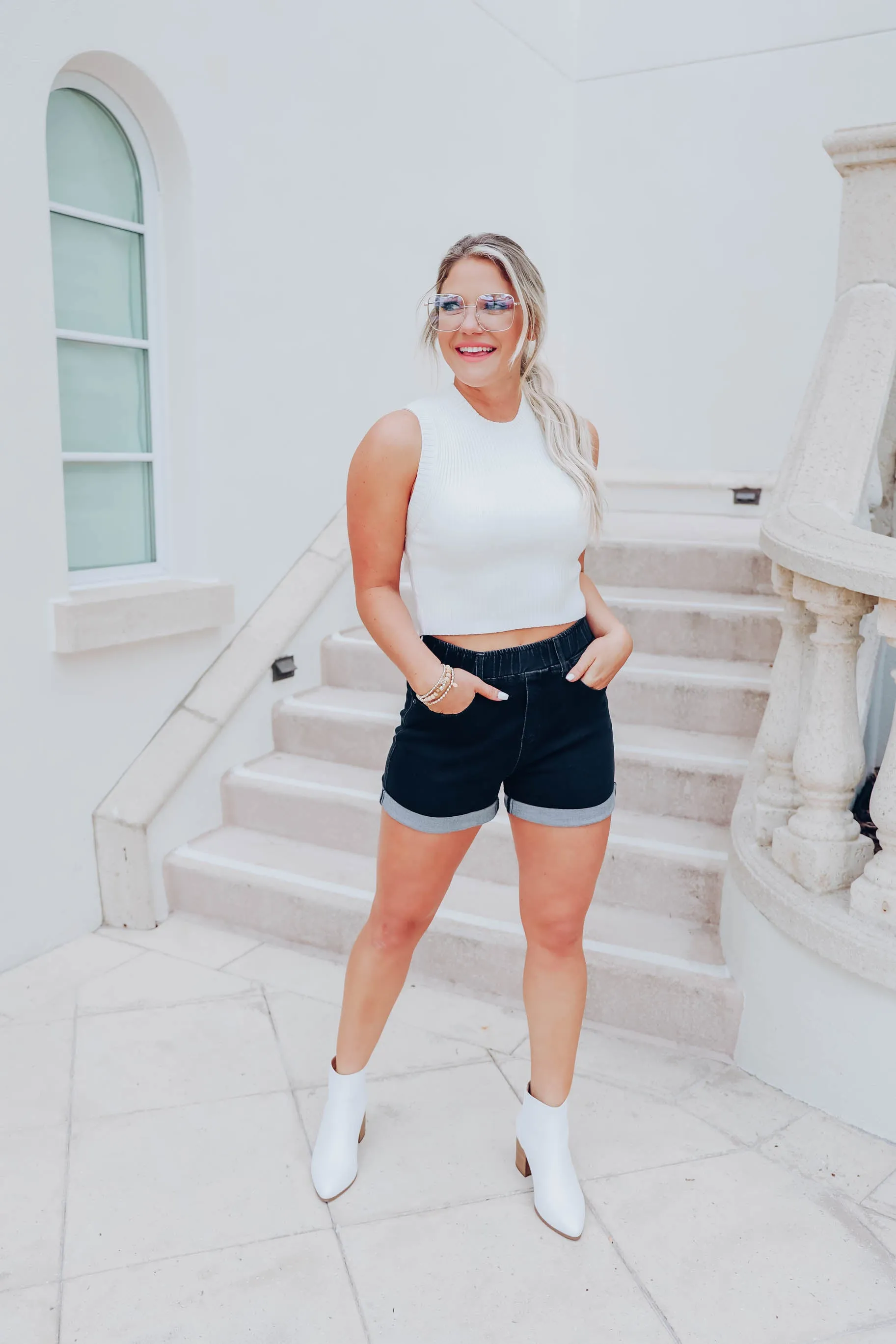 Miles Active Denim Shorts - Black