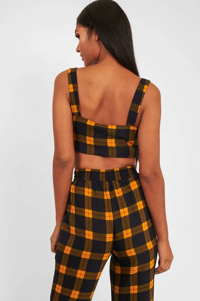 Mustard Tartan Crop Top Cuffed Trousers Co-Ord - Kila