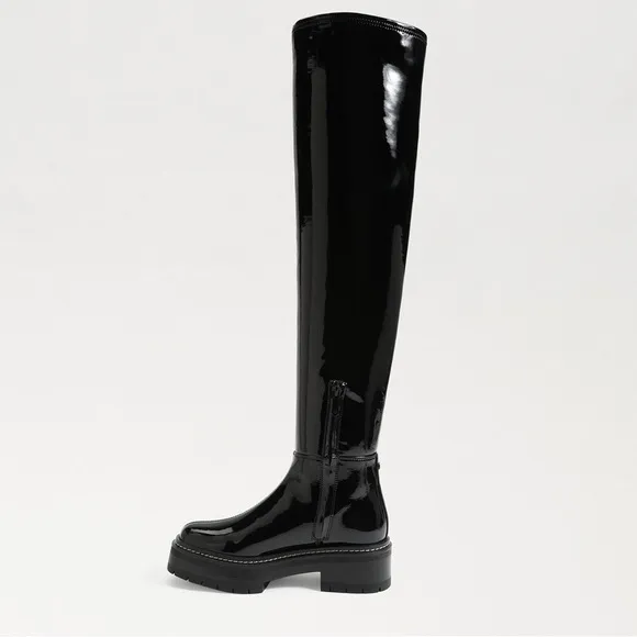 New! $225 Sam Edelman Lydia Over The Knee Boots patent leather tall chunky lug