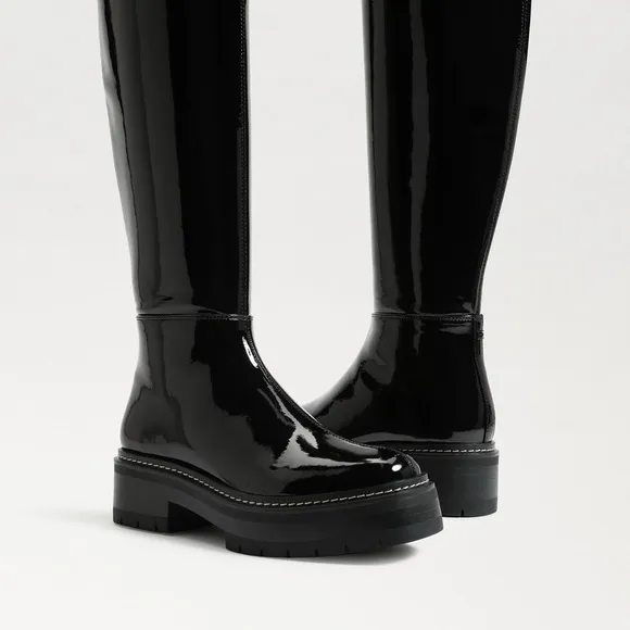 New! $225 Sam Edelman Lydia Over The Knee Boots patent leather tall chunky lug