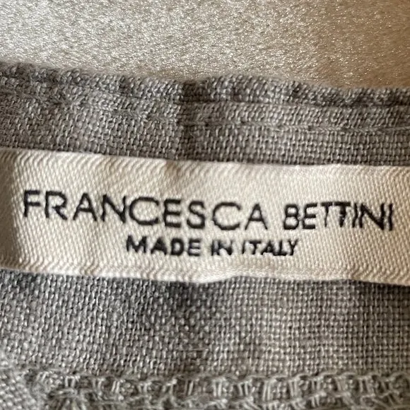 New Francesca Bettini Italy 100% Linen Midi Dress Size S Gray Boho Tiered Design
