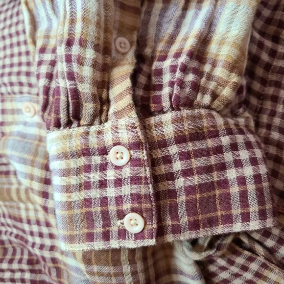 NEW Treasure and Bond Size 3X Red Tan Plaid Cotton Patchwork Flannel Maxi Dress