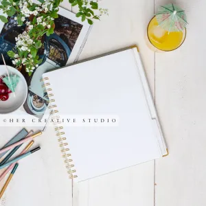 Notebook, Pencils & Cocktail. Digital Image