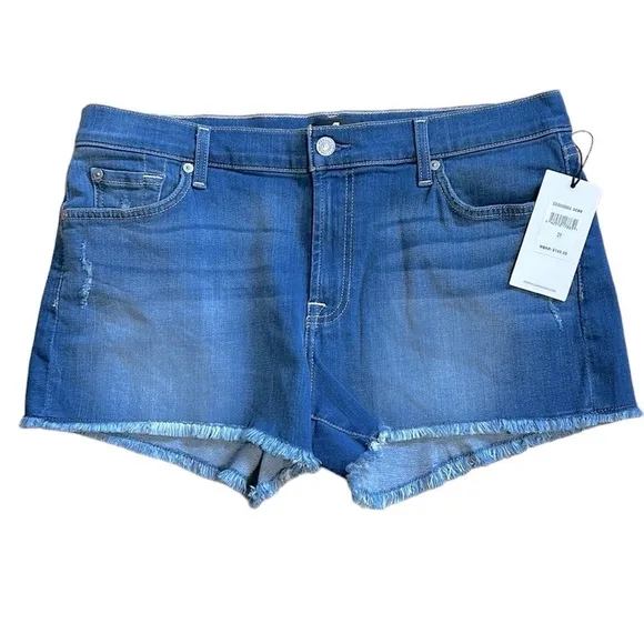 NWT 7 For All Mankind Cut Off Denim Jean Shorts‎ 26