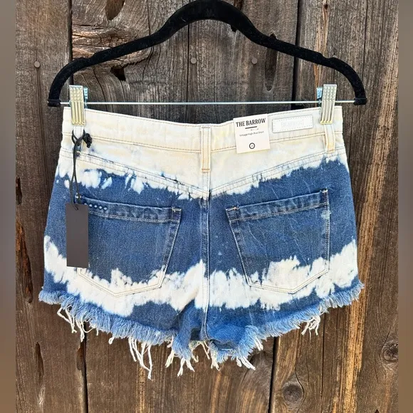 NWT Blank NYC Blue Bleached Tie Dye The Barrow Vintage High Rise Cut Off Shorts