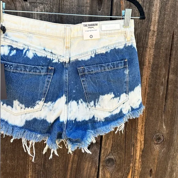 NWT Blank NYC Blue Bleached Tie Dye The Barrow Vintage High Rise Cut Off Shorts