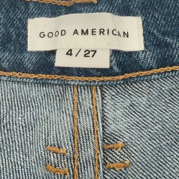 NWT Good American Good '90s Cutoff Blue 645 Denim Shorts Size 4