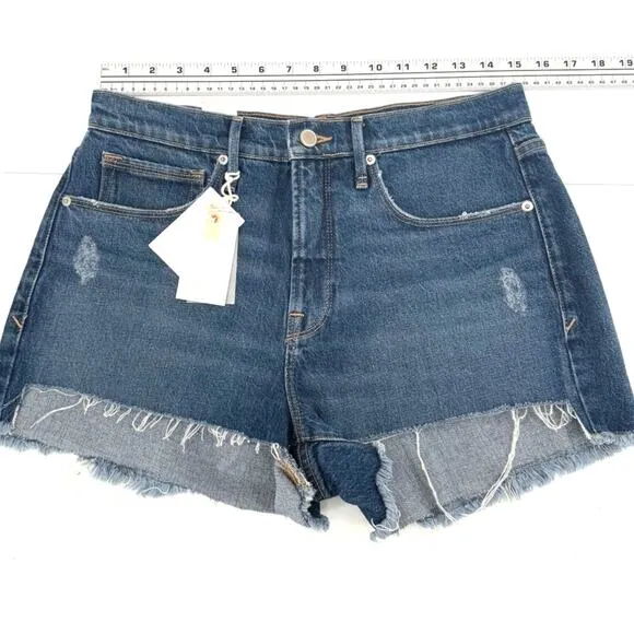NWT Good American Good '90s Cutoff Blue 645 Denim Shorts Size 4