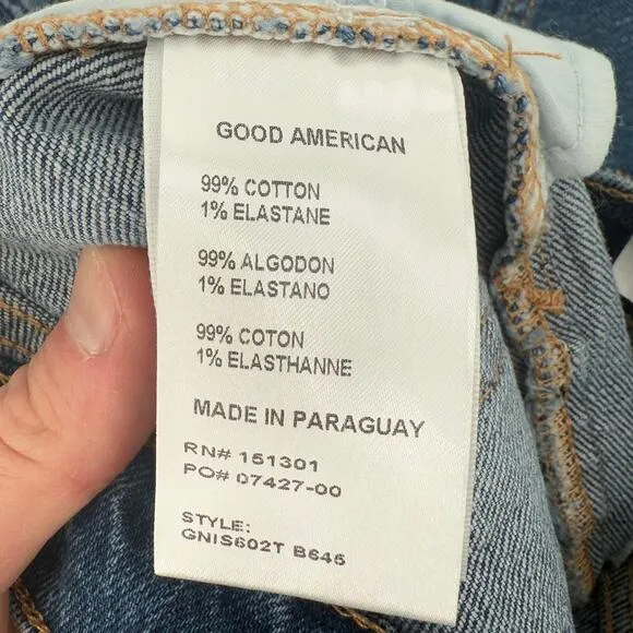 NWT Good American Good '90s Cutoff Blue 645 Denim Shorts Size 4