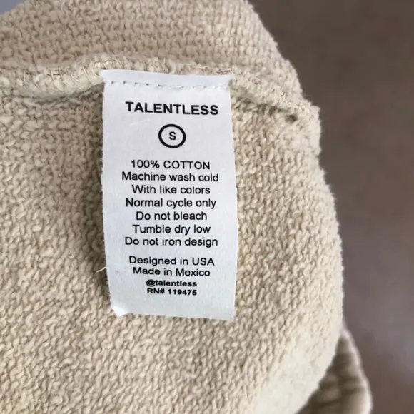 NWT Talentless Womens Heavyweight Classic Sweat Shorts in Bone Size S Lounge