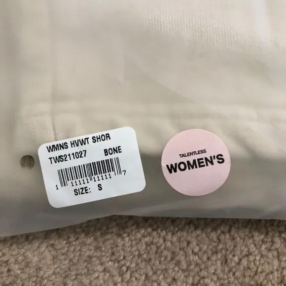NWT Talentless Womens Heavyweight Classic Sweat Shorts in Bone Size S Lounge
