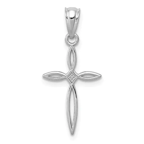 Open Detail Cross - 14kt White Gold