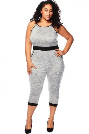 Plus Size Spaghetti Strap Capri Jumpsuit
