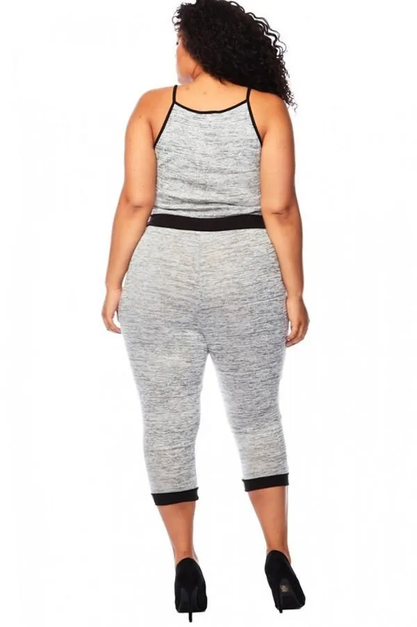 Plus Size Spaghetti Strap Capri Jumpsuit