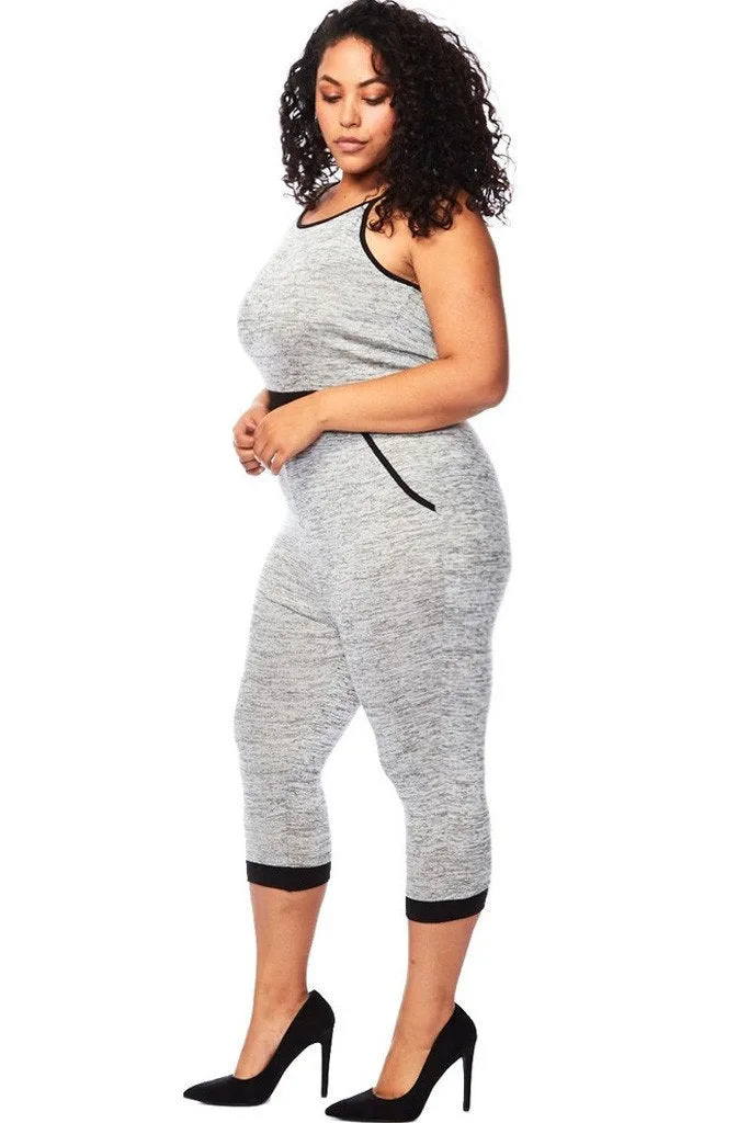 Plus Size Spaghetti Strap Capri Jumpsuit