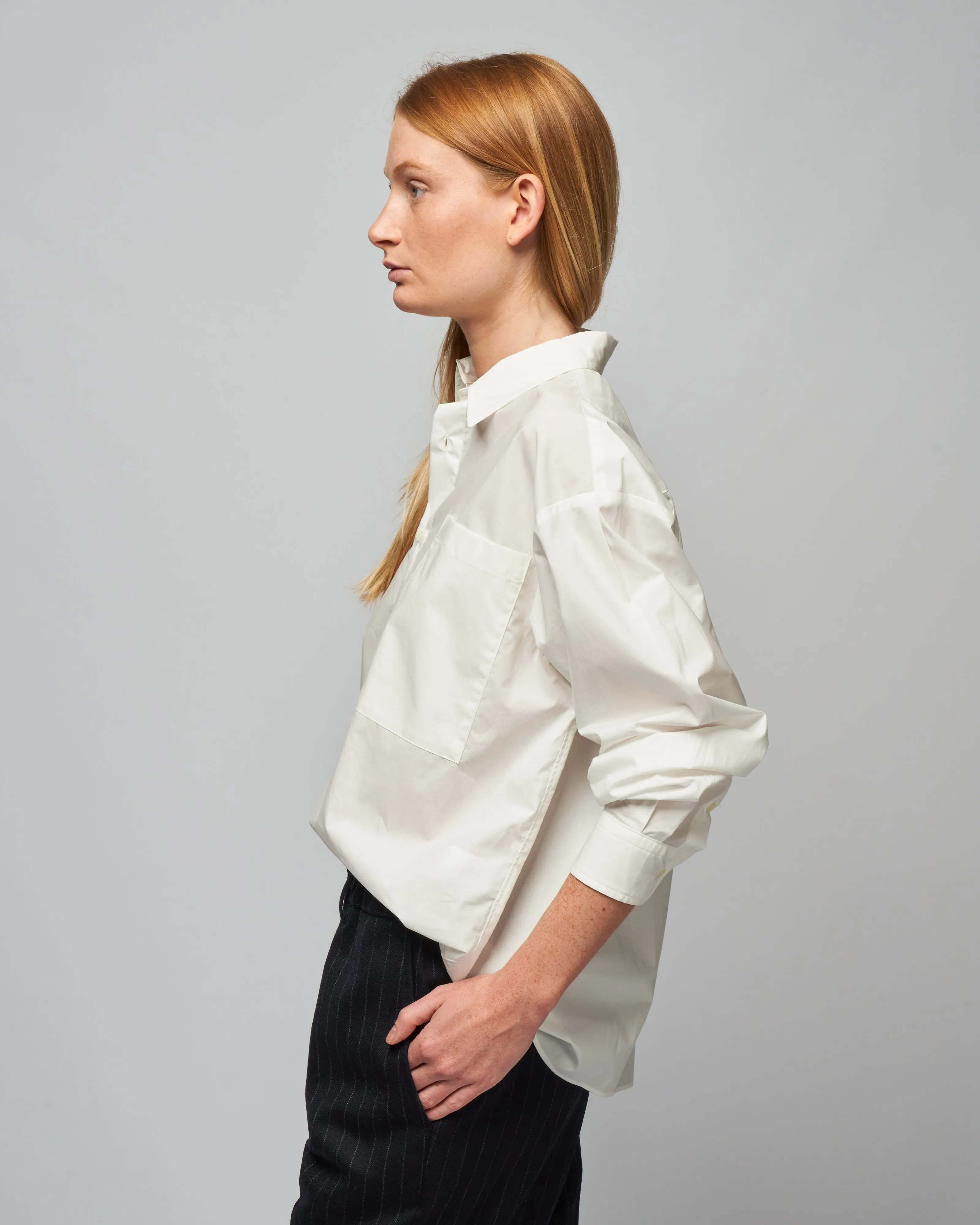 poplin button down - white