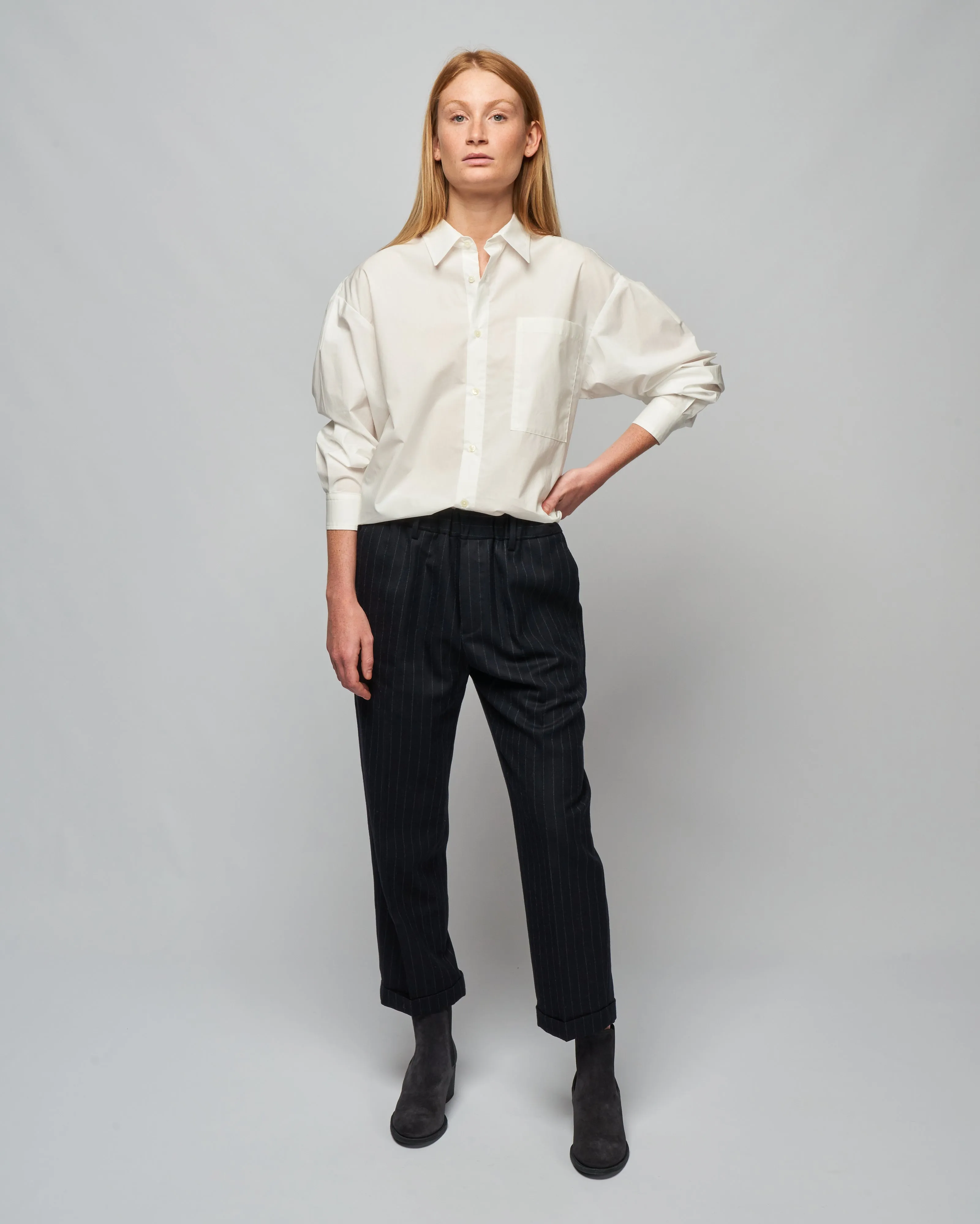 poplin button down - white