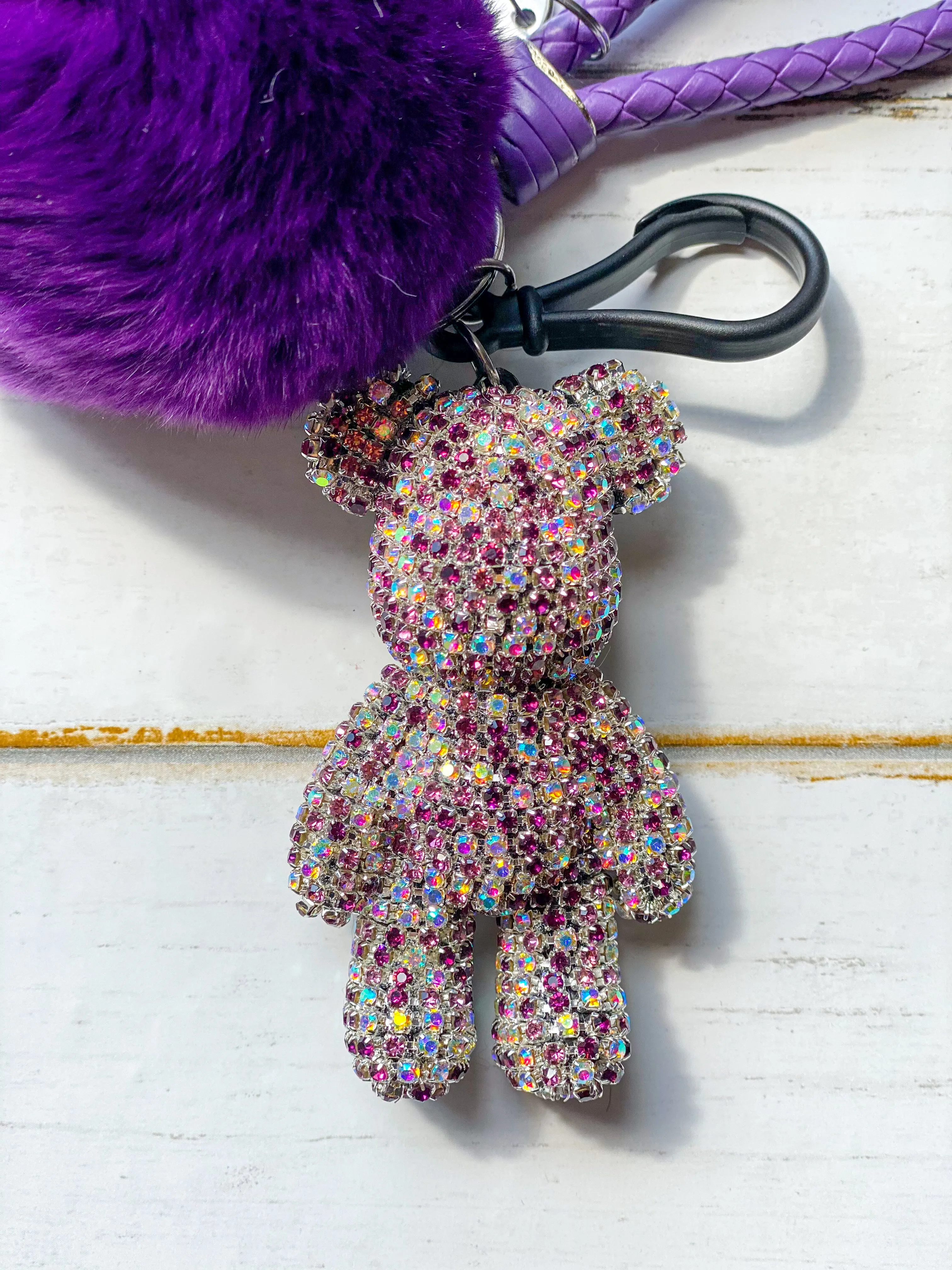 Purple Luxe Bear Keychain