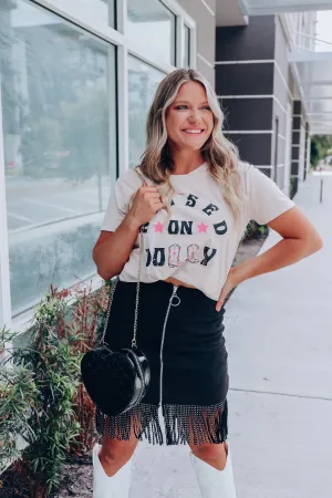 "Raised On Dolly" Graphic Tee - Taupe/Pink