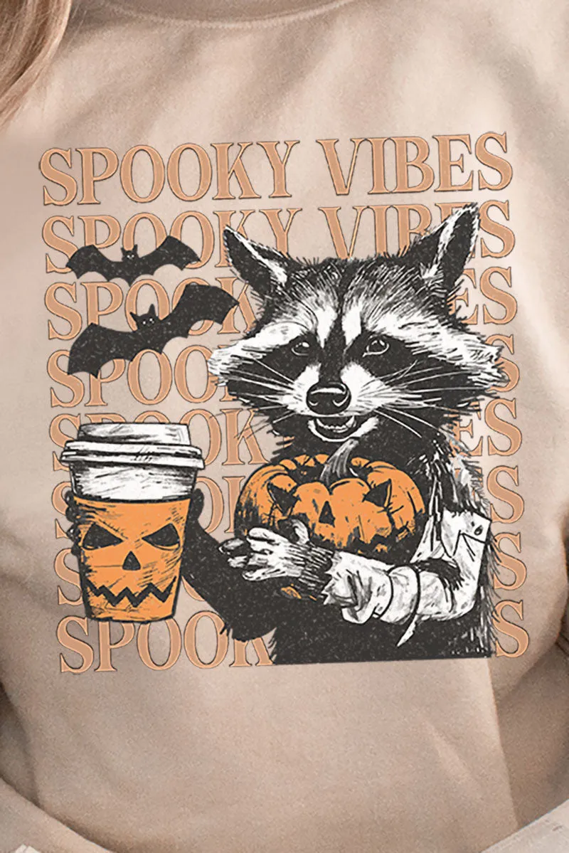Raccoon Spooky Vibes Heavy-weight Crew Sweatshirt
