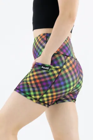 Rainbow Gingham - Hybrid 2.0 - Leg Pockets - Shorty Shorts