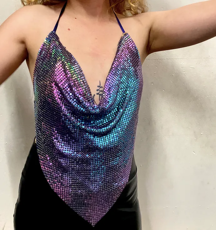 Rainbow Metal Mesh Triangle Top