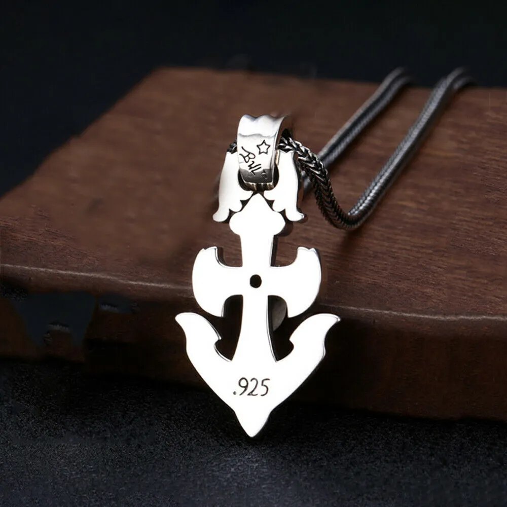 Real 925 Sterling Silver Pendant Jewelry Cross Anchor Six Pointed Star Fashion Jewelry