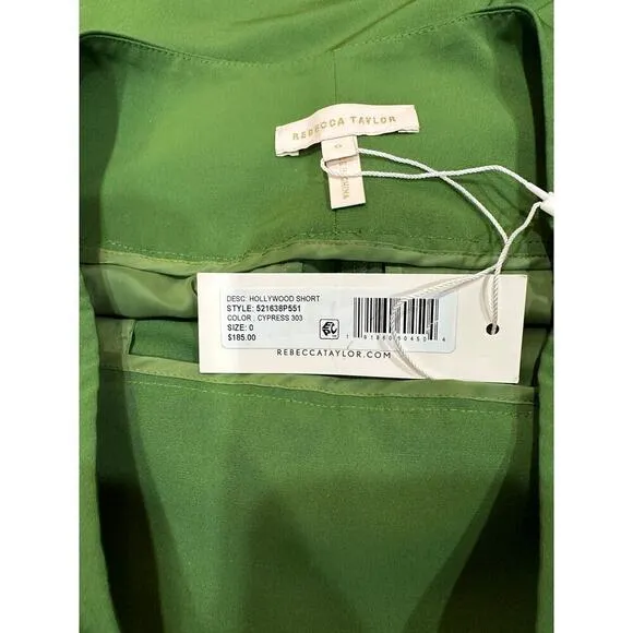 Rebecca Taylor Hollywood Shorts Size 0 Cypress Green High Rise Stretch Festival