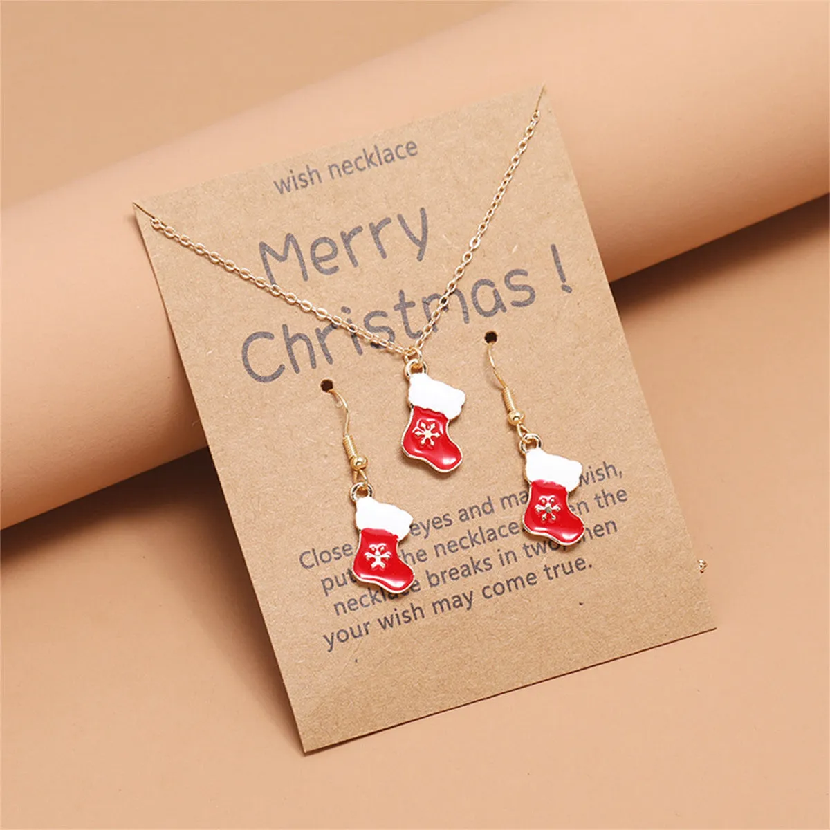 Red Enamel & 18K Gold-Plated Boots Pendant Necklace Set