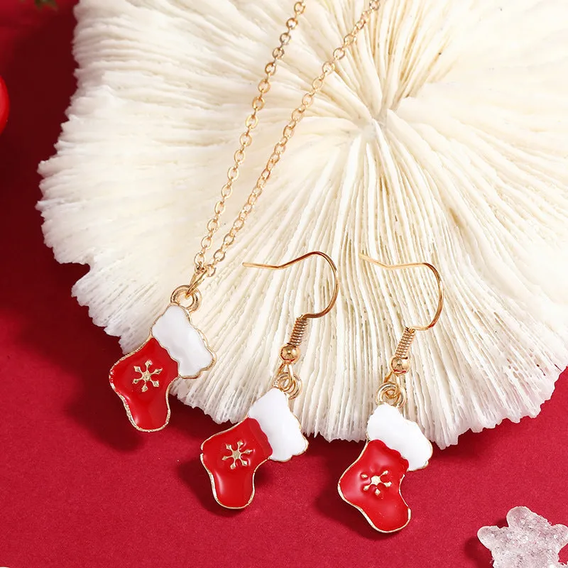 Red Enamel & 18K Gold-Plated Boots Pendant Necklace Set