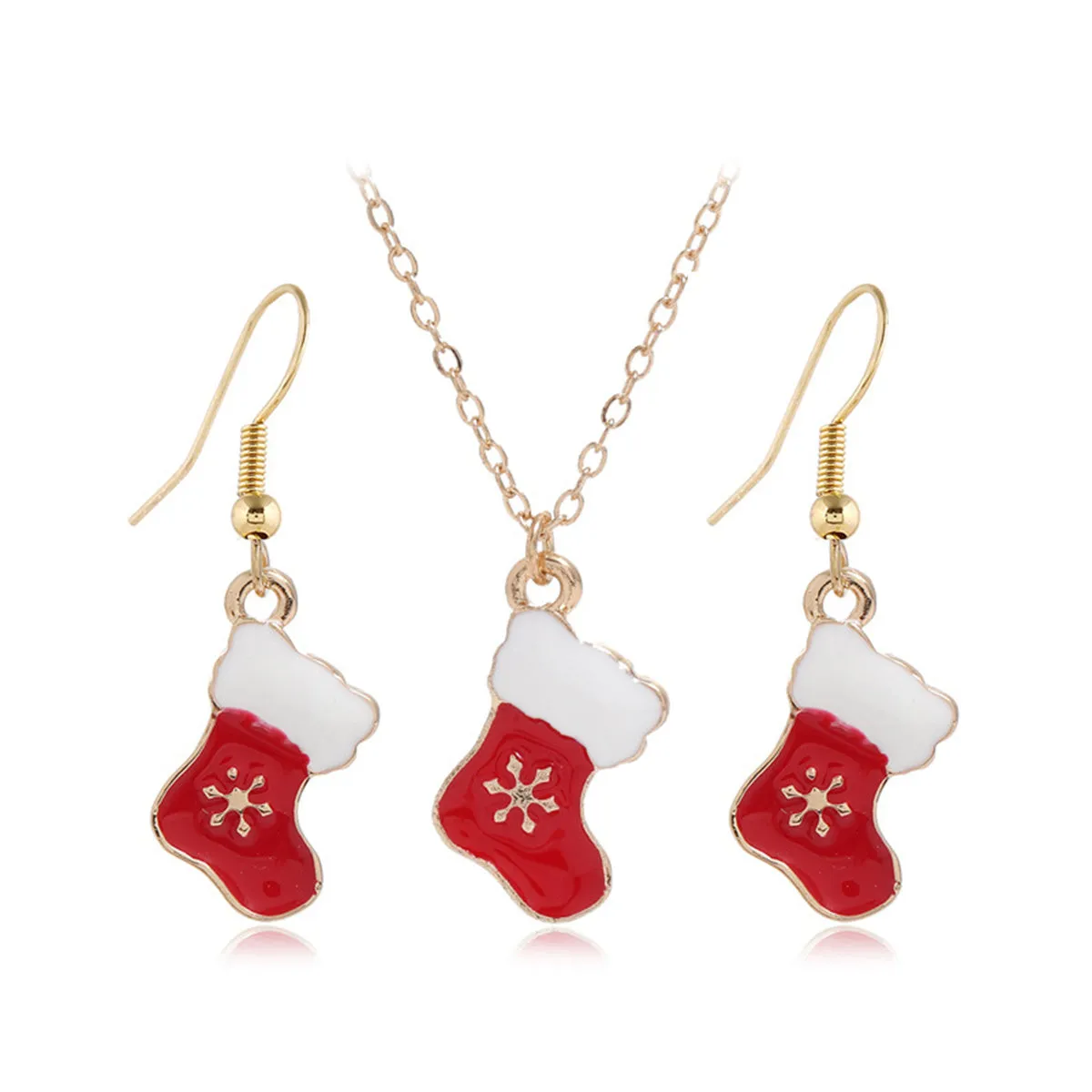 Red Enamel & 18K Gold-Plated Boots Pendant Necklace Set
