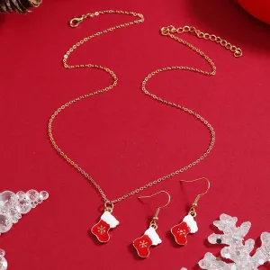 Red Enamel & 18K Gold-Plated Boots Pendant Necklace Set