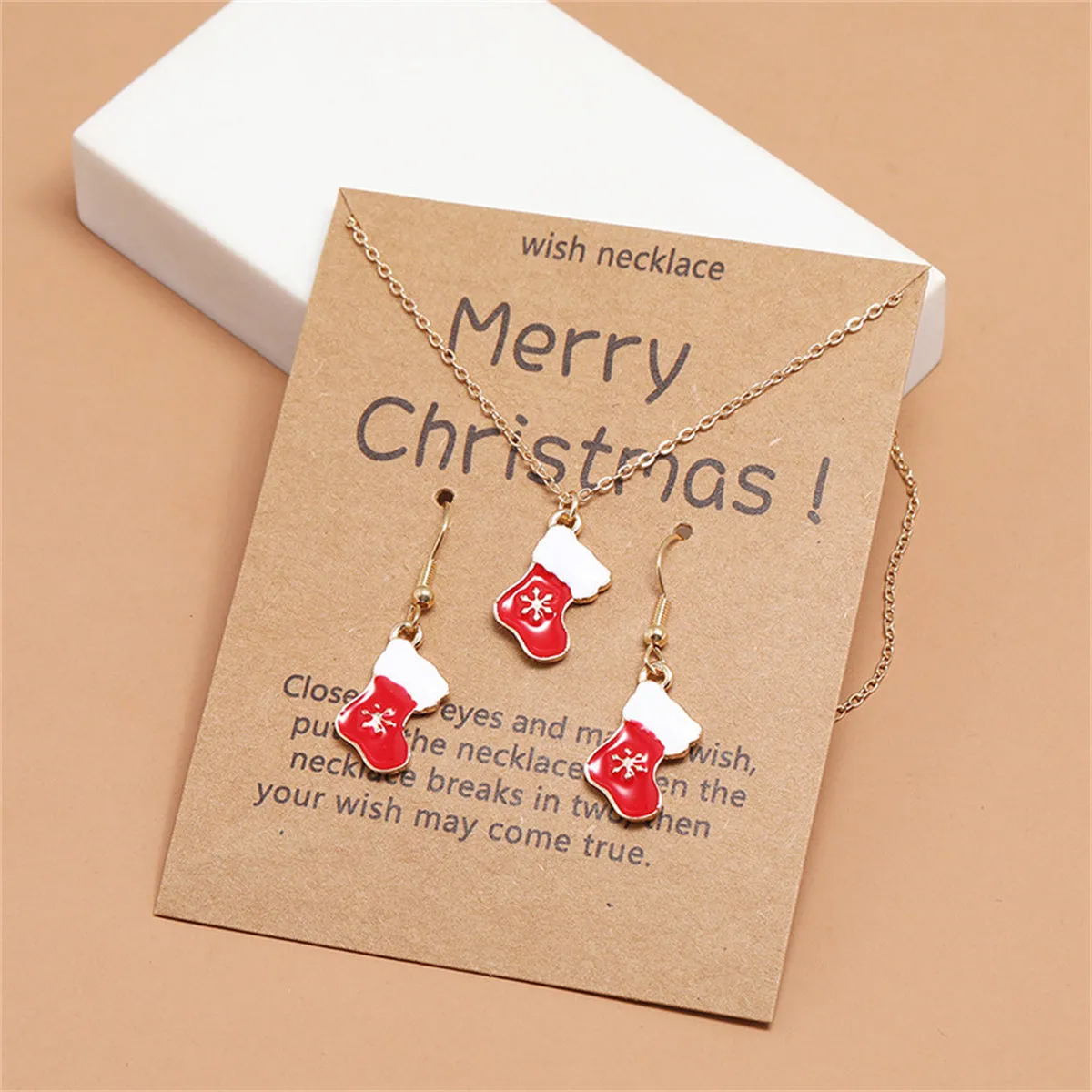 Red Enamel & 18K Gold-Plated Boots Pendant Necklace Set