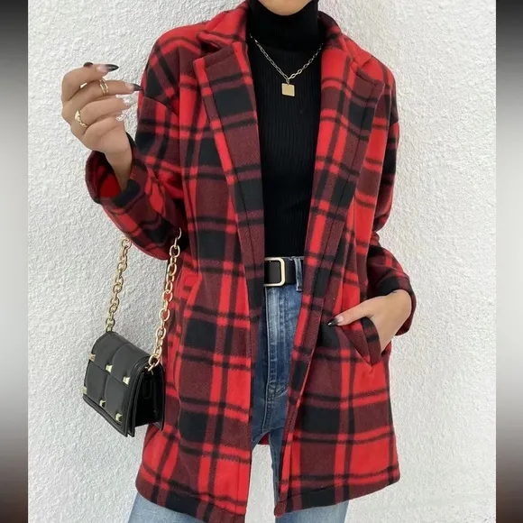 Red Plaid Long Jacket