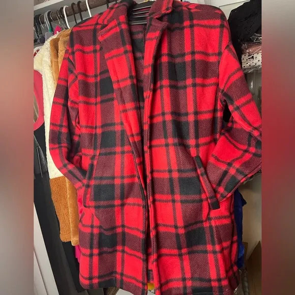 Red Plaid Long Jacket