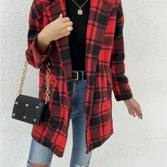 Red Plaid Long Jacket