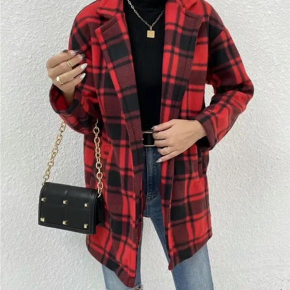 Red Plaid Long Jacket