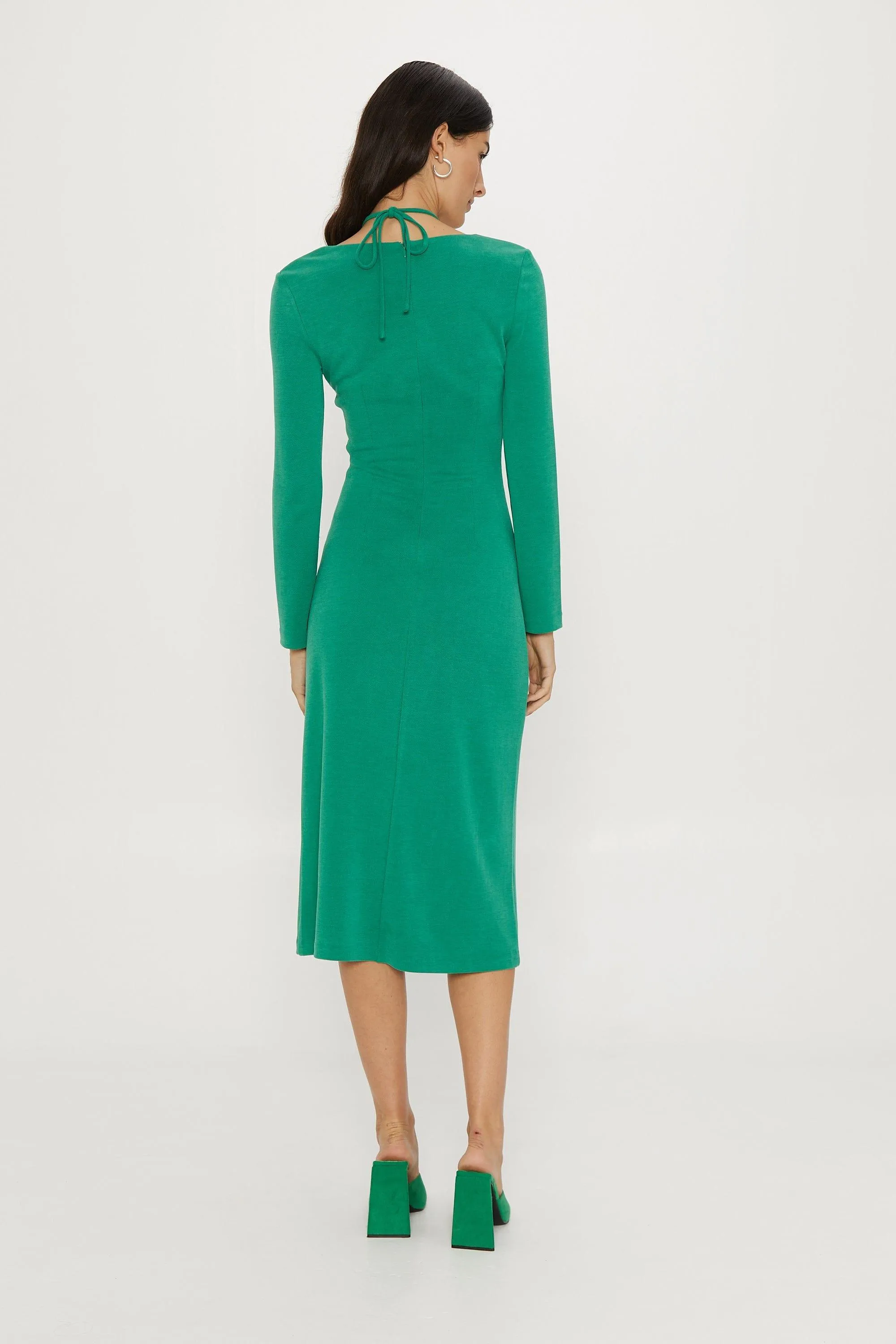 RIP TIDE LS MIDI DRESS | EMERALD
