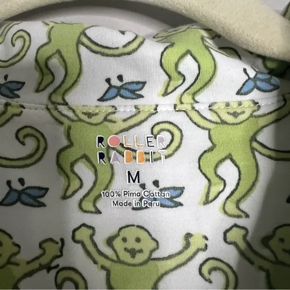 Roller Rabbit Lime Monkey Polo Pajama Top Women's Size Medium