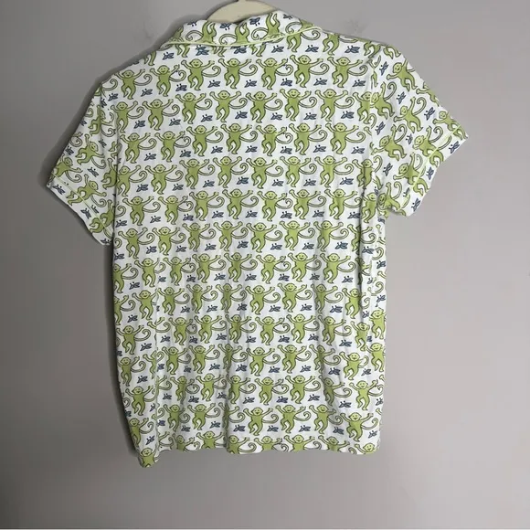 Roller Rabbit Lime Monkey Polo Pajama Top Women's Size Medium