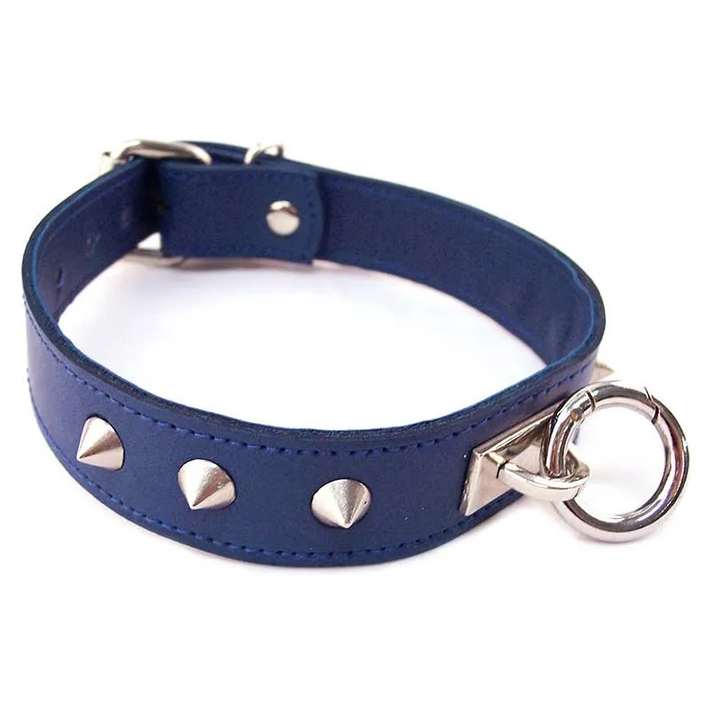 Rouge Leather O-Ring Studded Collar